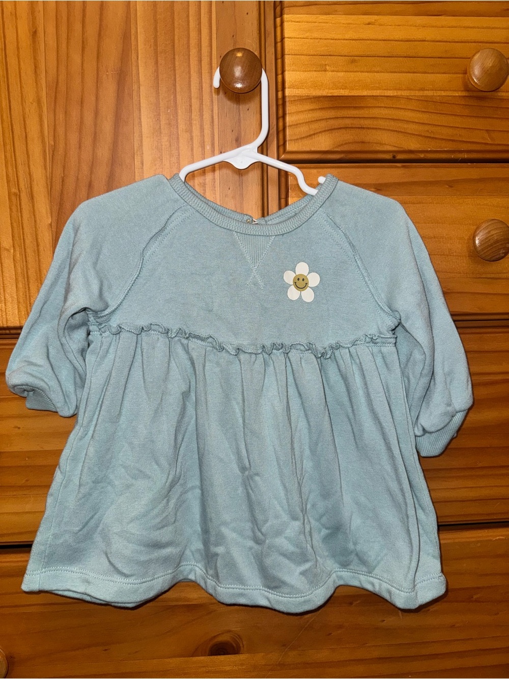 Girls Light Blue Daisy Smiley Sweatshirt Top